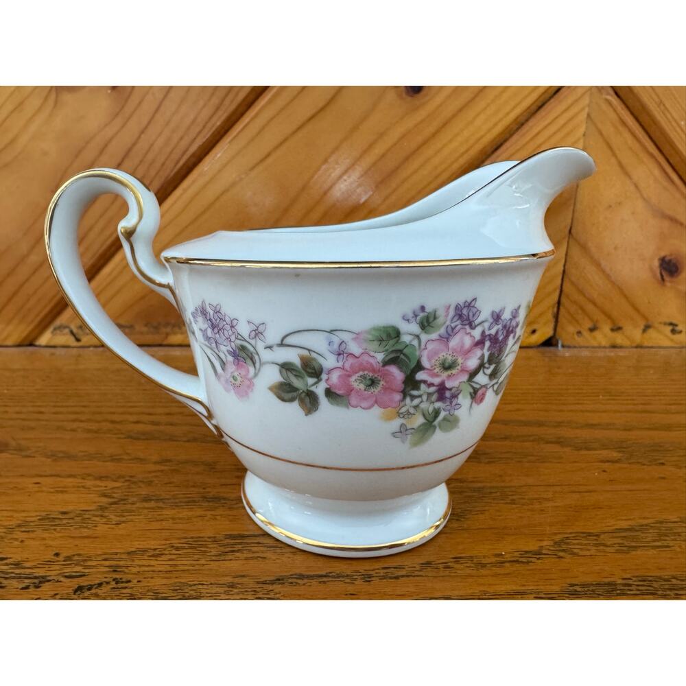 Vintage Noritake Roselane 5147 Creamer Floral Gold Trim Japan Porcelain Creamer - Picture 2 of 9